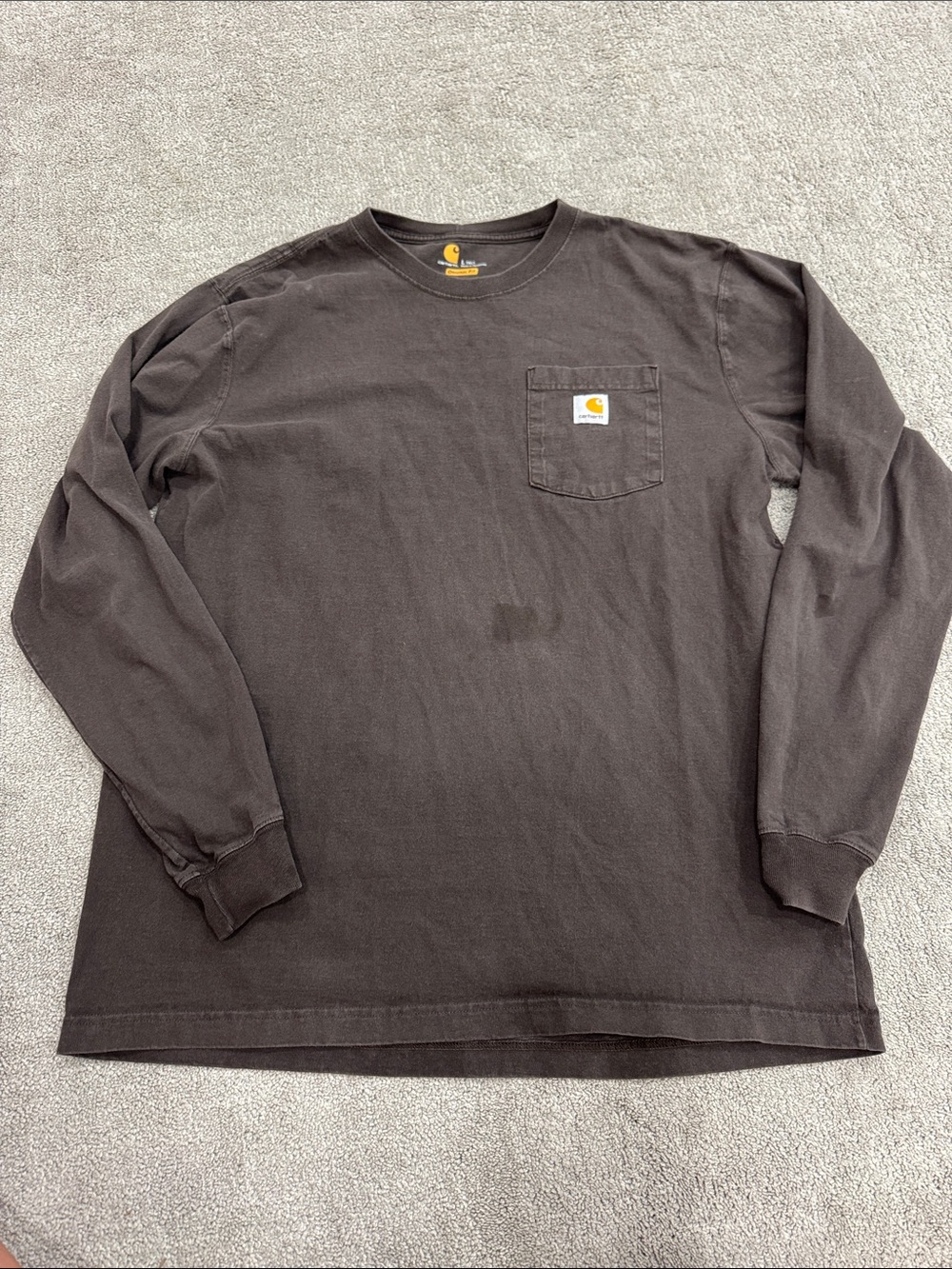Men's Carhartt Brown Long Sleeve Pocket Work Tee Original Fit - Large Tall